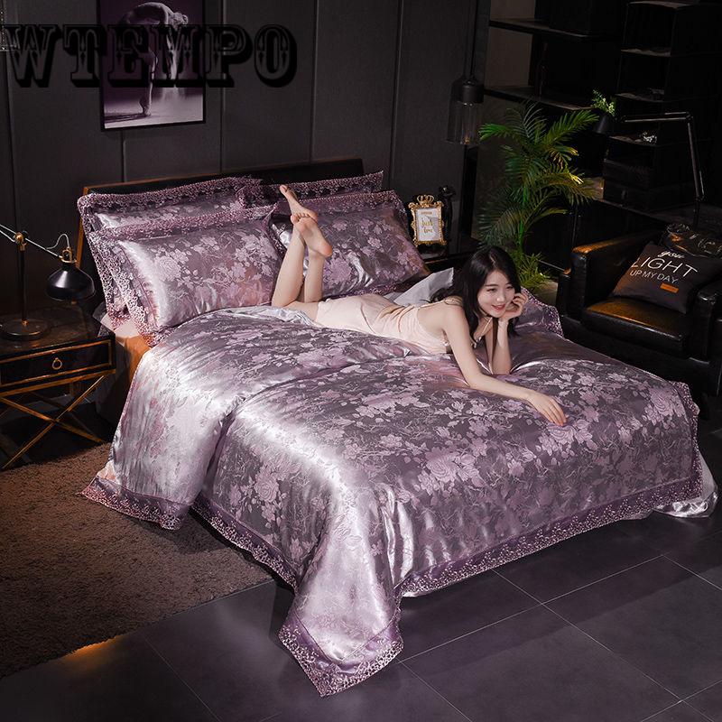 Luxury Embroidery Satin Jacquard Bedding Set Duvet Cover Bed Linen Bed Sheet Pillowcases