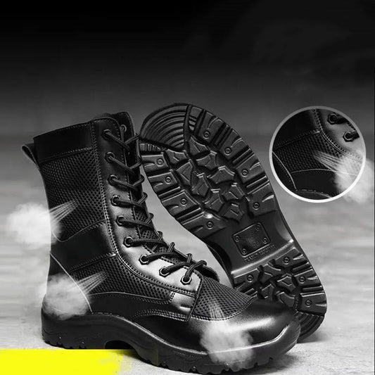Workwear Men's Boots High-top Duty Ultralight Mesh Boots Men's and Women's Security Check Tactical Boots Combat Training Security Boots