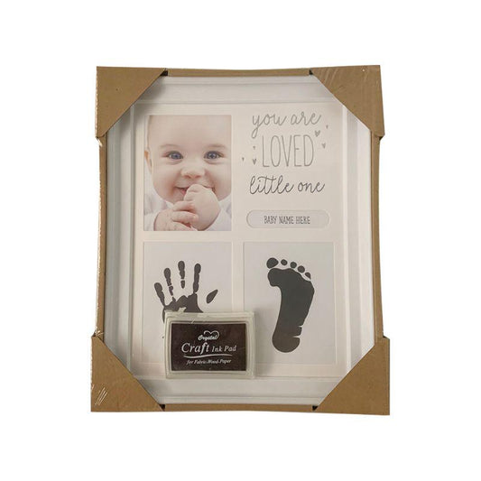 900C Newborn Hand and Foot Print Ornaments 12 Months Photo Frame with Craft Ink Pad Home Decoration Baby Kids Birthday Gift
