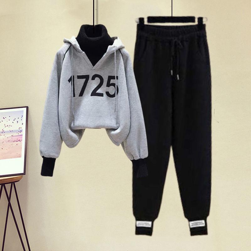 2pcs/set Autumn Winter Fleece Casual Tracksuit Women Two Piece Set Suit Female Hoodies and Pants Outfits Ladies Sweatshirts Outfits