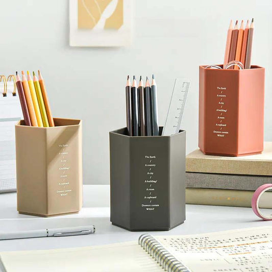 Frosted Large-capacity Simple Student Hexagonal Pen Holder Creative Personality Desktop Storage Container