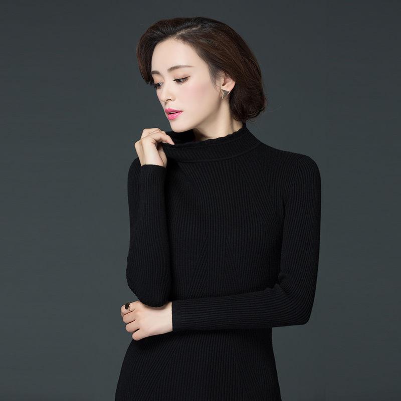 Warm Sweater Cashmere Thick High Collar Sweater Female Autumn and Winter Long Sleeve Large Size