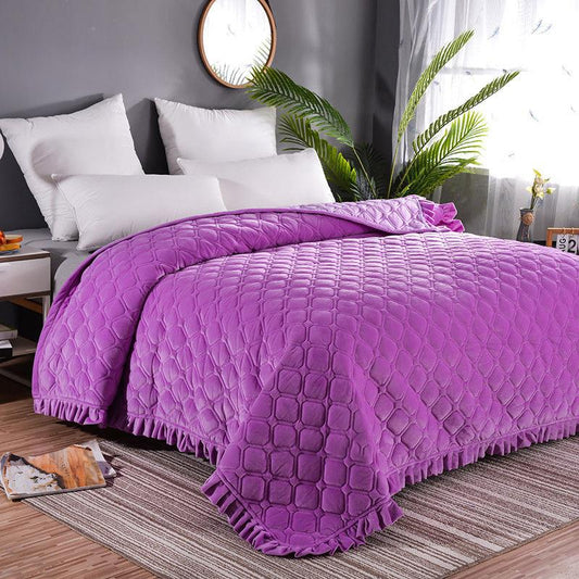 Crystal Velvet Bed Cover Double-sided Bed Sheet Quilted Thick Non-slip Flannel Blanket Single and Double Sleeping Pad Cover Blanket