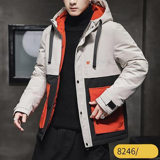 Fashion Men's Jacket Winter Thickening Warmth Matching Hooded Down Padded Jacket