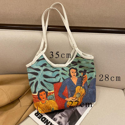 Painting Canvas Bags Casual Large Daily Women Shoulder Tote Shopper Handbag Simple Hobo Bags Funny Comics