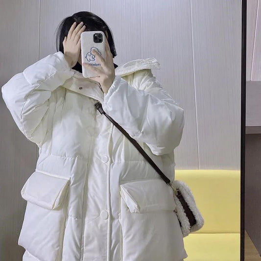 Cute Japanese Mid-length College Style Ear Hat, Bread Coat, Cotton Coat, Female Student