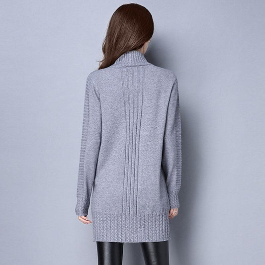 Women's Sweater Autumn and Winter 2021 New Fashion Mid-length Loose Korean Knitwear Half Turtleneck Sweater Skirt Top