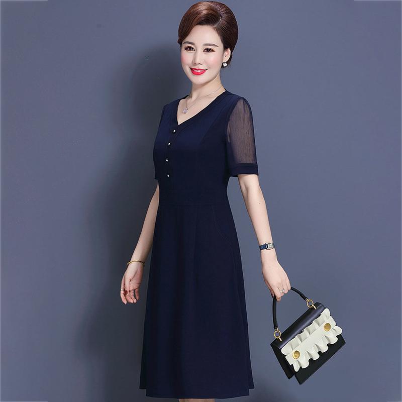 Mid-length L-XXXXXL Women's Summer Dress Chiffon Veil Short Sleeve Solid Color Daily Wear