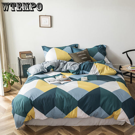 Home Textile Cyan Cute rabbit Duvet Cover Pillow Case Bed Sheet Boy Kid Teen Girl Bedding Linens Set 4PCS