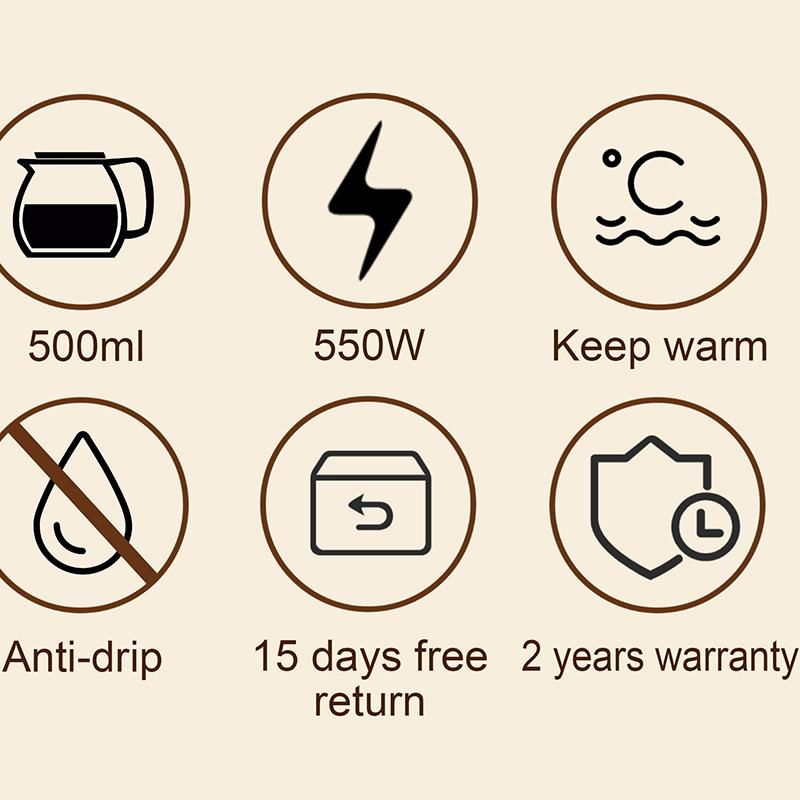 Coffee Machine Home Office Portable Brew Tea Coffee Maker Automatic Dripping Coffee Machine with Ceramic Coffee Cup