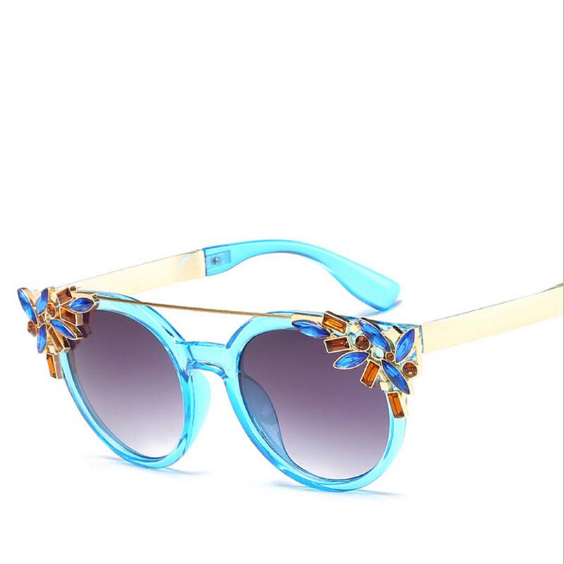 WTEMPO Personality Round Face Womens Sunglasses With Rhinestone Flower Sun Glasses For Men And Women