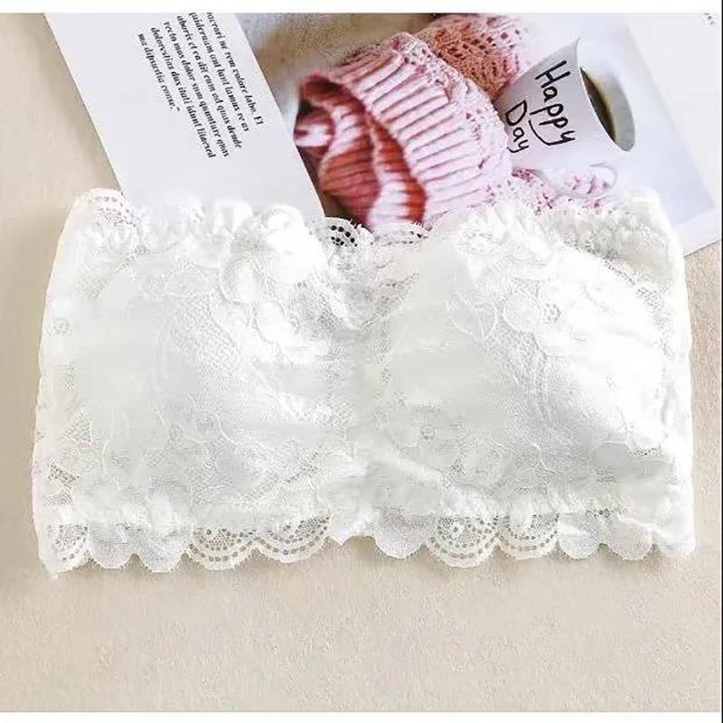 Lace Beauty Back Strapless No Steel Ring Non-slip Anti-glare Tube Top with Chest Pad Gathered Chest Underwear Women's Bra