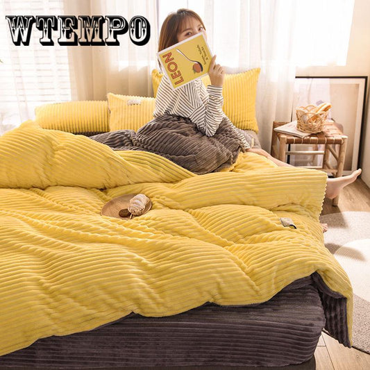 4pcs Bedding Set Stripe Bed Linen Duvet Cover Set Pastoral Bed Sheet Duvet Cover