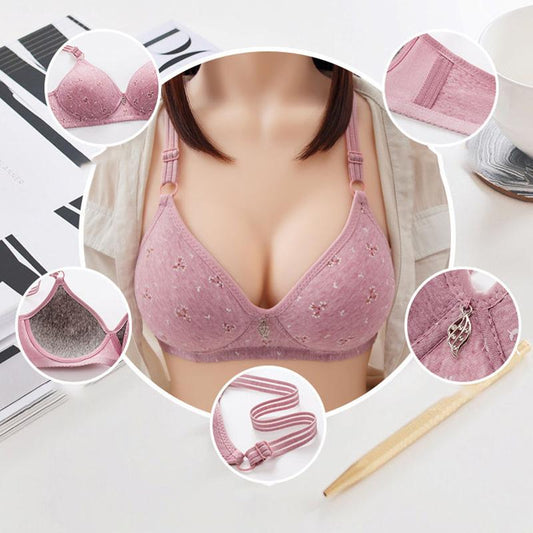 Ladies No Rims Plus Size Bra Thin Mold Cup Breast Gathering Breathable Underwear