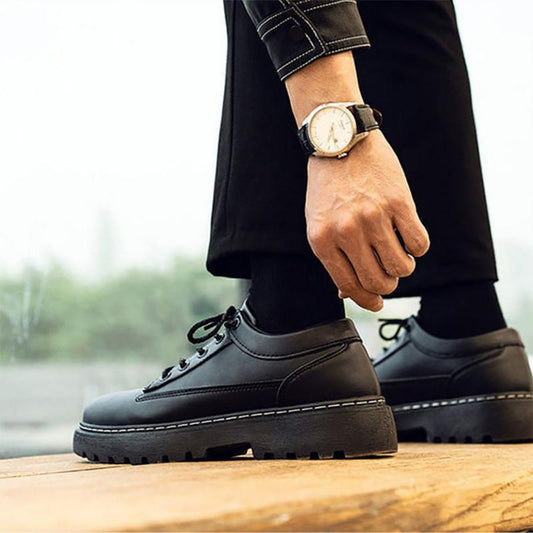 Men's Breathable Leather Shoes Korean Increase British Pointed Business Suits Men's Leather Shoes