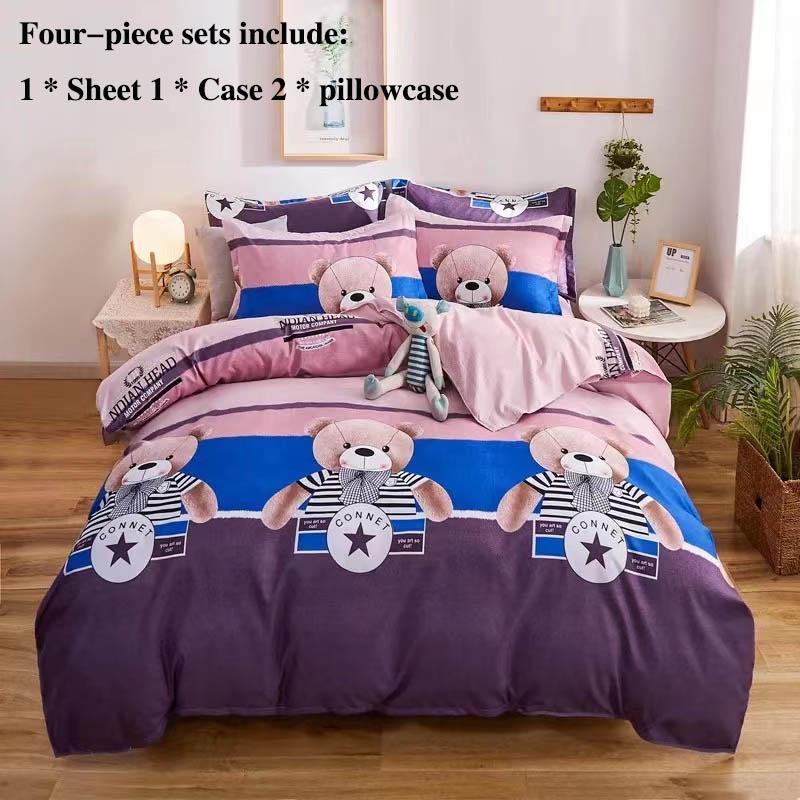 Bedding Four-piece Thick Twill 1.8 M 2 Meters Double Bed Is Sleeve Package Set of Suit Home Bed Set