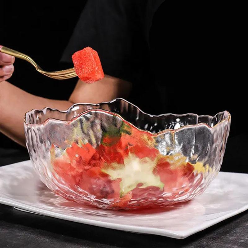 Japanese Phnom Penh Glass Salad Bowl Set Household Rice Bowl Soup Bowl Fruit Plate Creative Dessert Tableware