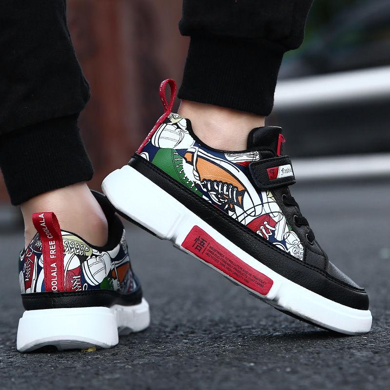 Casual Men's Single Shoes PU Leather Board Shoes White Shoes Waterproof Single Shoes Children's Shoes Low Top
