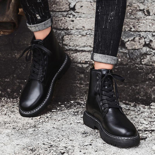 Autumn and Winter Martin Boots Male Retro Black Yinglan Ribbed Boots Waterproof Anti-skid Plus Velvet Leisure Martin Shoes