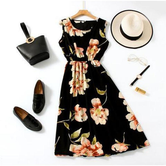 Chiffon Floral Holiday Dress Student Dress Fairy Skirt Casual Skirt