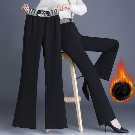 Pants Autumn and Winter Women's Black High-waist Flared Pants Loose Stretch Casual Pants