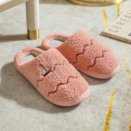 Winter Slippers Couple Cotton Shoes Flat Non Slip Home Indoor Women Slippers Thick Fleece Warm Men Slides