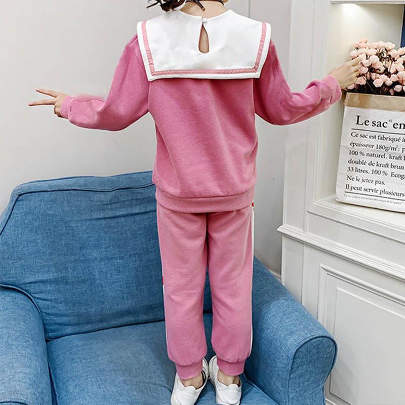 Girls' College Style Long-sleeved Printed Pullover Sweater Spring and Autumn Children's Clothing Girls Casual Fashion Top Pants Two-piece Set