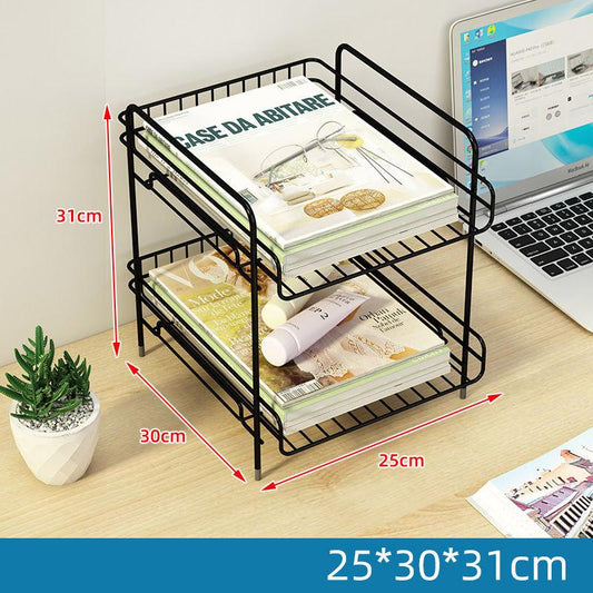 Desktop Storage Shelf Desk Bookshelf Bedside Bay Window Shelf Office Desk Iron Art Layered Finishing Rack