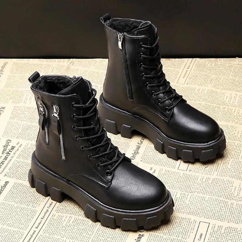 Women's All-match Plus Cashmere Martin Boots Keep Warm Thick-soled Skinny Short Boots