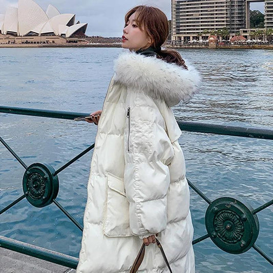 Women's Mid-length Cotton-padded Jacket Winter Korean Loose Down Padded Jacket Long Padded Jacket Thick Coat