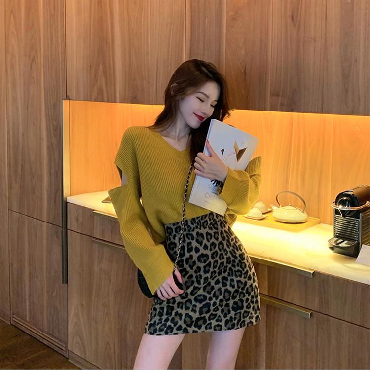 Women Sexy Leopard Tight A-line Hip Skirt Short Skirt Knee-length Zipper Club Casual Home Office