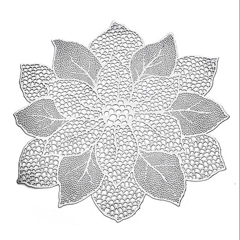 Lotus Pvc Bronzing Hollow Coaster Heat Insulation Non-slip Placemat Table Mat Decorative Mat Western Placemat