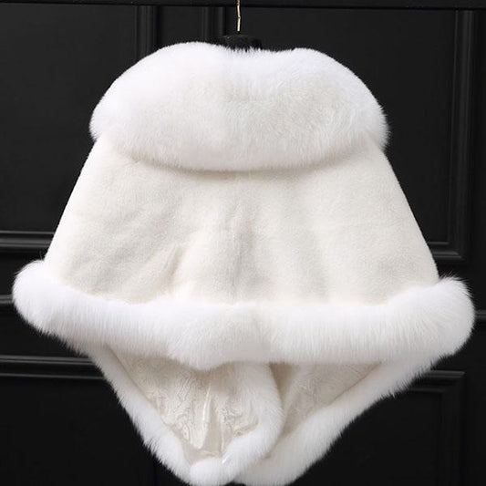 Faux Fur Shawl Women Imitation Fox Fur Dress Capes Thick Warm Short Furry Jacket Autumn Winter