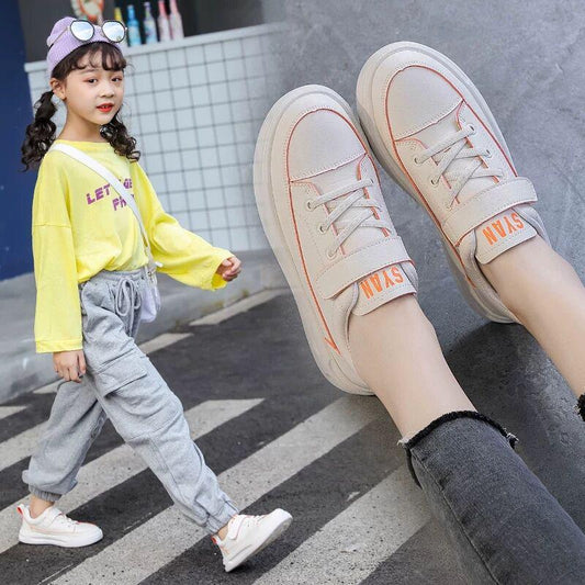 Casual Sneakers 2020 Boys Girls White Canvas Shoes Children's Korean Black and White Board Shoes