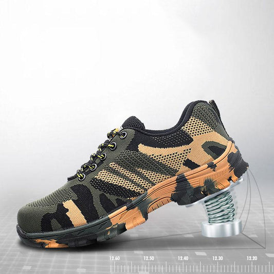 Men's Summer Breathable Lightweight Protective Shoes Female Steel Toe Cap Electrician Work Shoes Anti-smashing Anti-piercing and Anti-odor Work Shoes