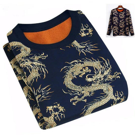 Autumn and Winter Sweaters Plus Velvet Thick Warm Bottoming Shirt Round Neck Slim Knit Sweater Suitable for Middle-aged and Elderly Men