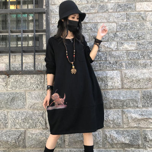Autumn and Winter Thicker Plus Size Casual Sweater Personality Trend In The Long Coat Long Sleeve Dress Women