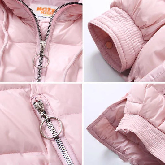 Girls' Cotton-padded Clothes Winter Children's Fashion Bright-faced Mid-length Padded Jacket Thickened Girls' Medium and Large Children's Jackets