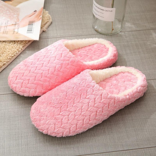 Autumn and Winter Pure Cotton Slippers Indoor Non-slip Soft-soled Shoes Warm Simple Plush Cotton Shoes