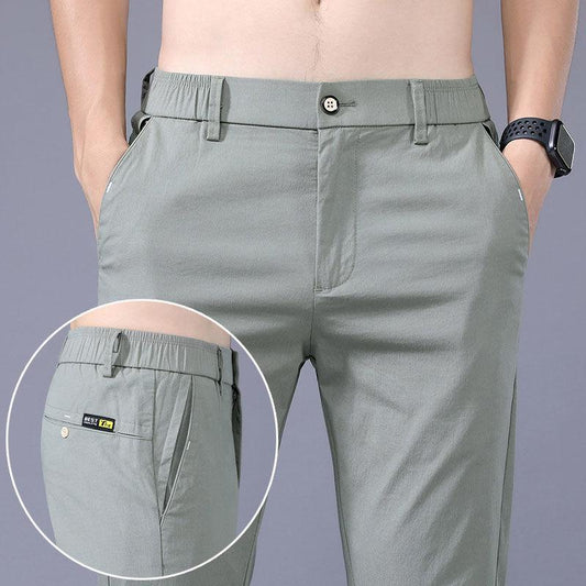 Ice Silk Ultra-thin Breathable Loose Casual Pants Men's Trend of Wild Was Thin Spring and Summer Stretch Straight Long Pants