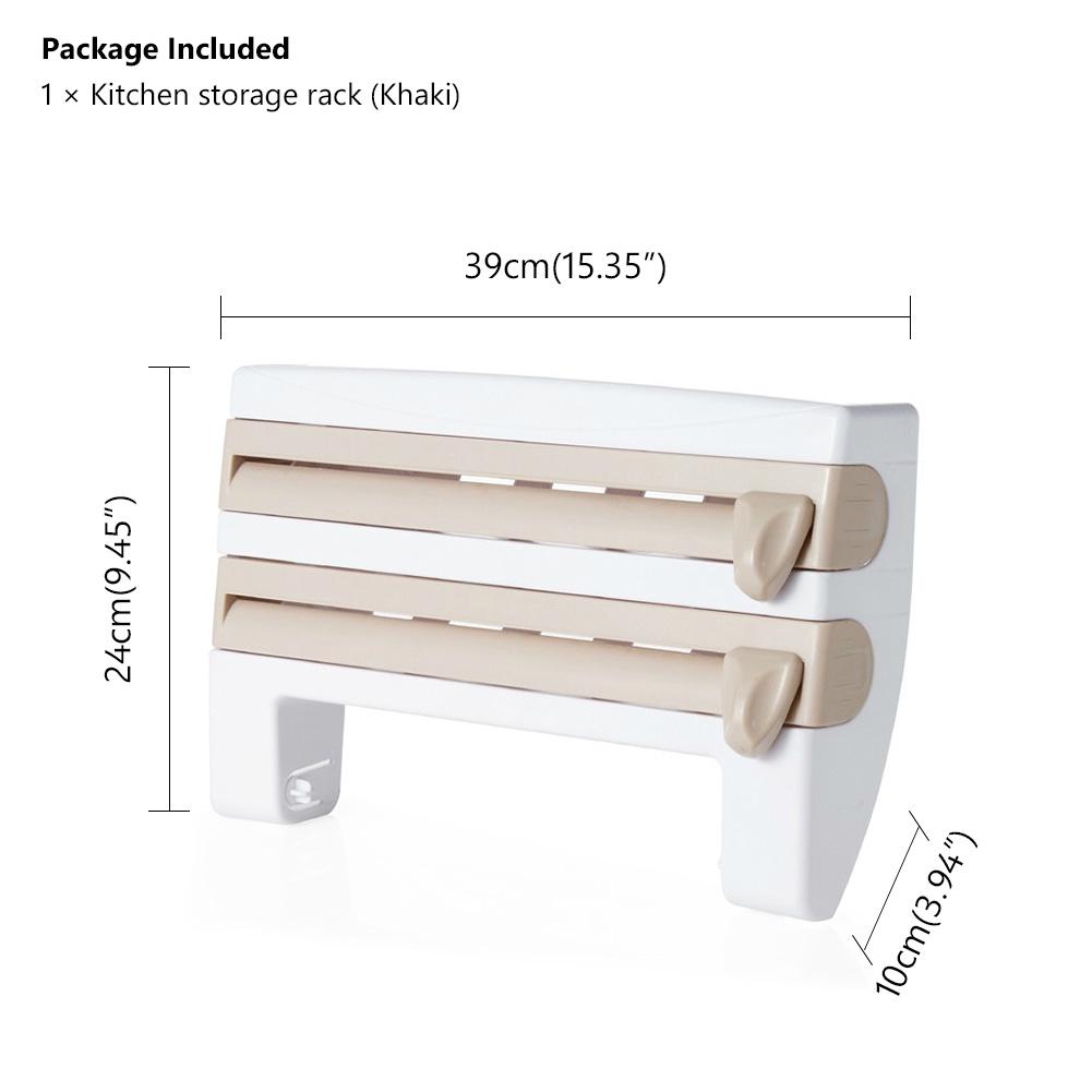 Plastic Wrap Tin Foil Cutter Organizer Kitchen Storage Rack Paper Roll Holder