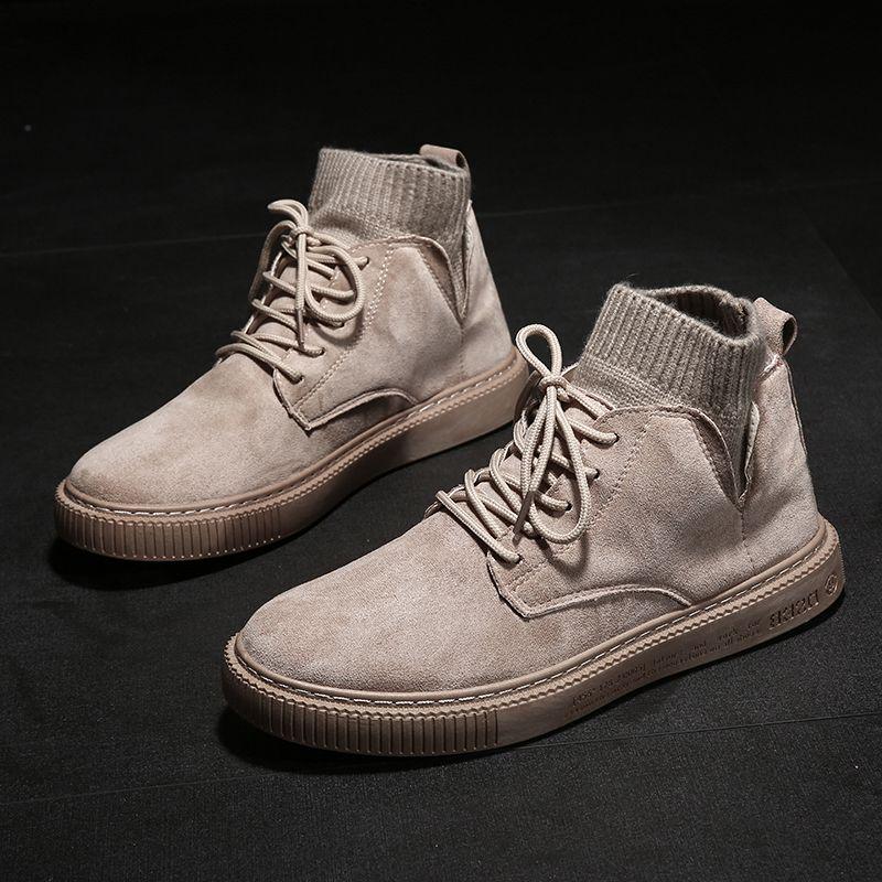 Shoes Men High Sneakers tooling Boots Men Ankle Martin Boots Matte Leather Fashion Non-slip