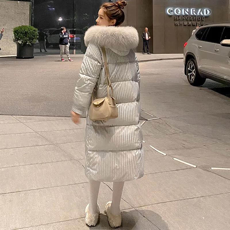 Hooded All-match Loose and Thin Fashion Casual Mid-length Cotton Coat Women's Autumn and Winter Temperament Long-sleeved Coat