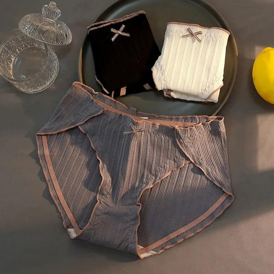 3-Pack Ladies Sexy Seamless Panties Mid-waist Antibacterial Inner Crotch Breathable Student Girl Briefs