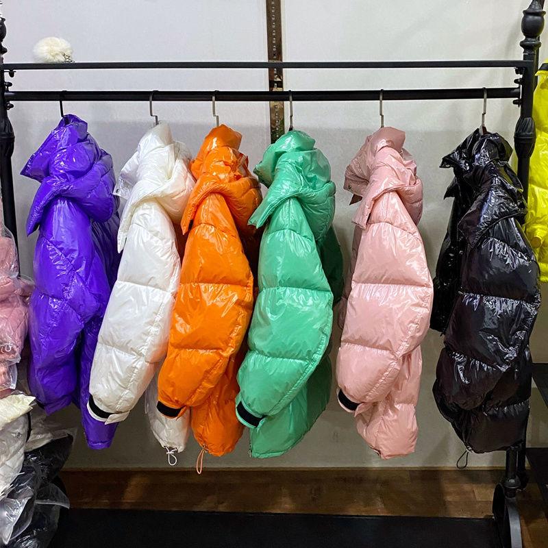 Glossy Disposable Down Jacket Women's Mid-length Loose Waist Bread Jacket