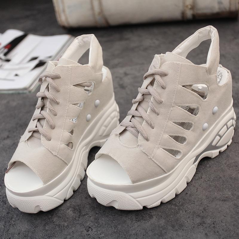 MakeWishes Women Slope with Water-proof Platform Shoes Womens Wisp of Air-permeable Fish-mouth Shoes