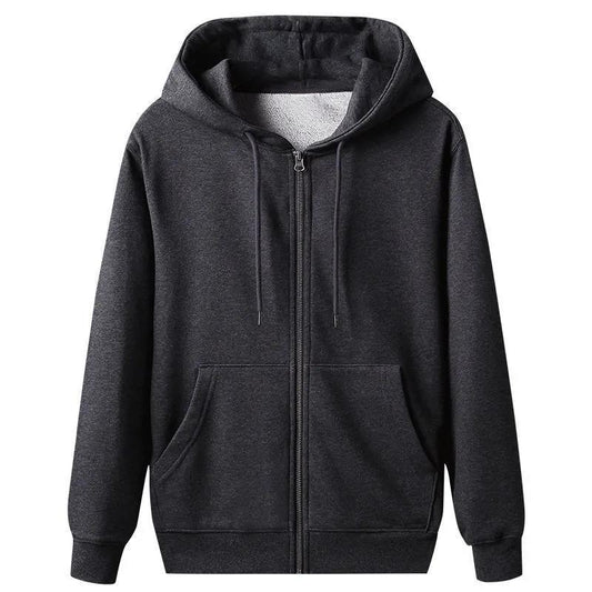 Plush Thick Hooded Sweater Men's Loose Long-sleeved Shirt Plus Fat Plus Size Casual Cardigan Jacket
