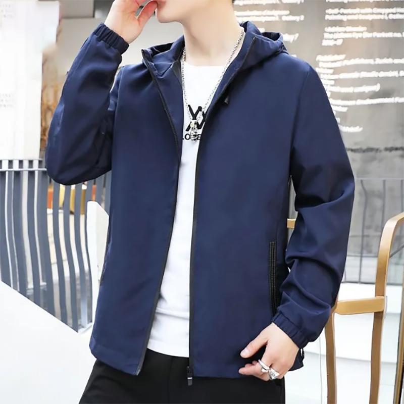 Men's Jacket Korean Version of Trend of Casual Autumn Tooling Fashion Men's printing Hooded Jacket Autumn