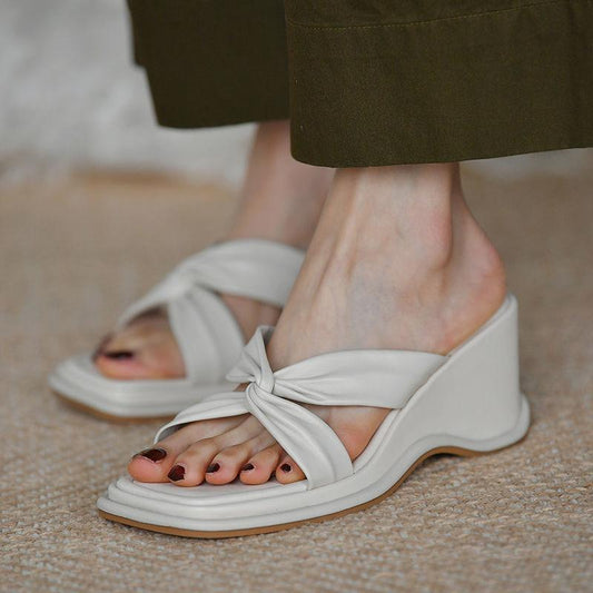 High-heeled Slippers Women's Summer Korean Version of All-match Comfortable Wedge Sandals Flip-flops Increased Sandals