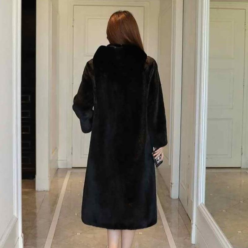 Faux Fur Coat Winter Ladies Mink Velvet Coat Mid-length Hooded Plus Velvet Thick Fashion Warm Fur Coat